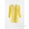 Blouse en lin jaune à manches 3/4